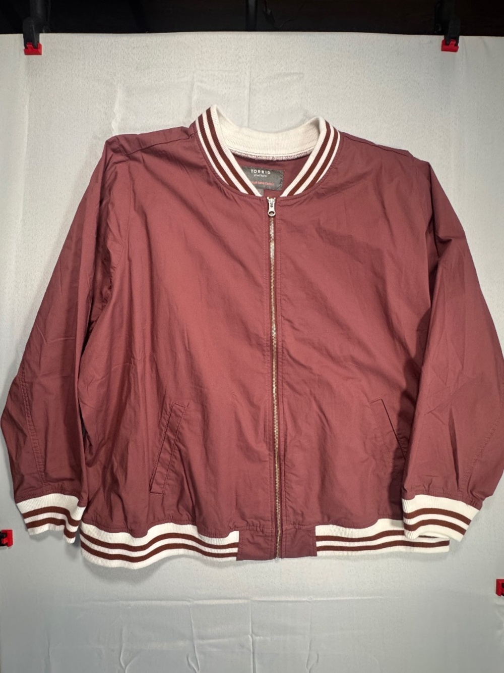 Torrid Women's cotton Poplin Bomber Jacket wild ginger burgundy Size 4 (24/26)